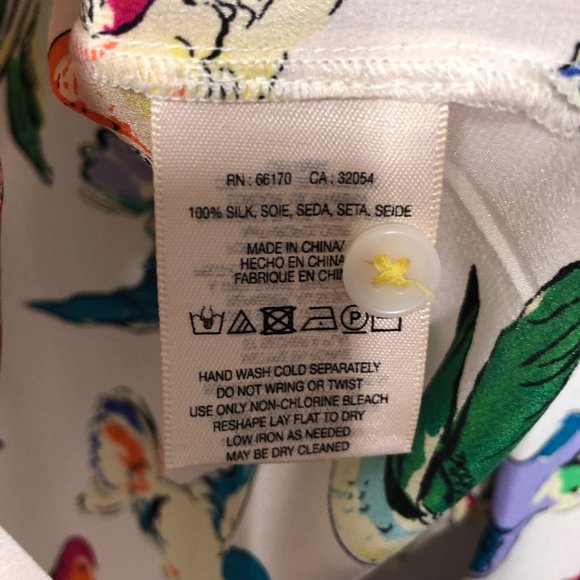 Maeve Anthropologie Potala Silk Bird Blouse Button Down Shirt 8 - Picture 3 of 8